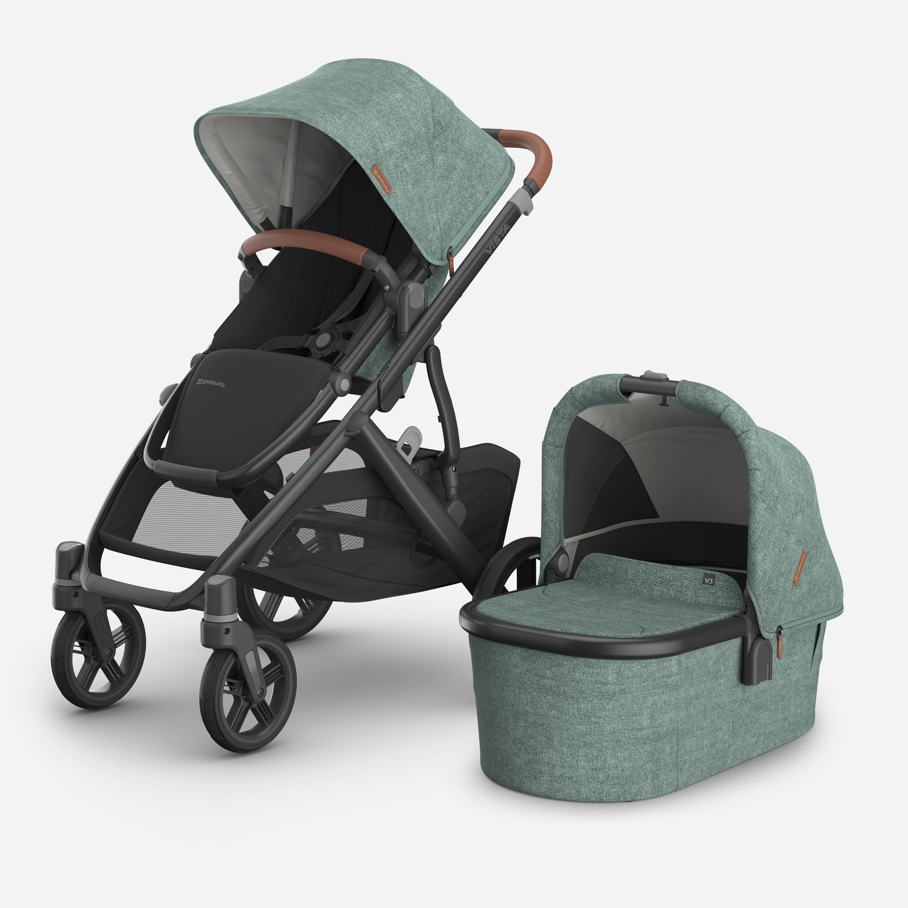 UPPAbaby VISTA V3 With Bassinet - Green Melange (Gwen) - UPPAbaby Australia #variant_gwen